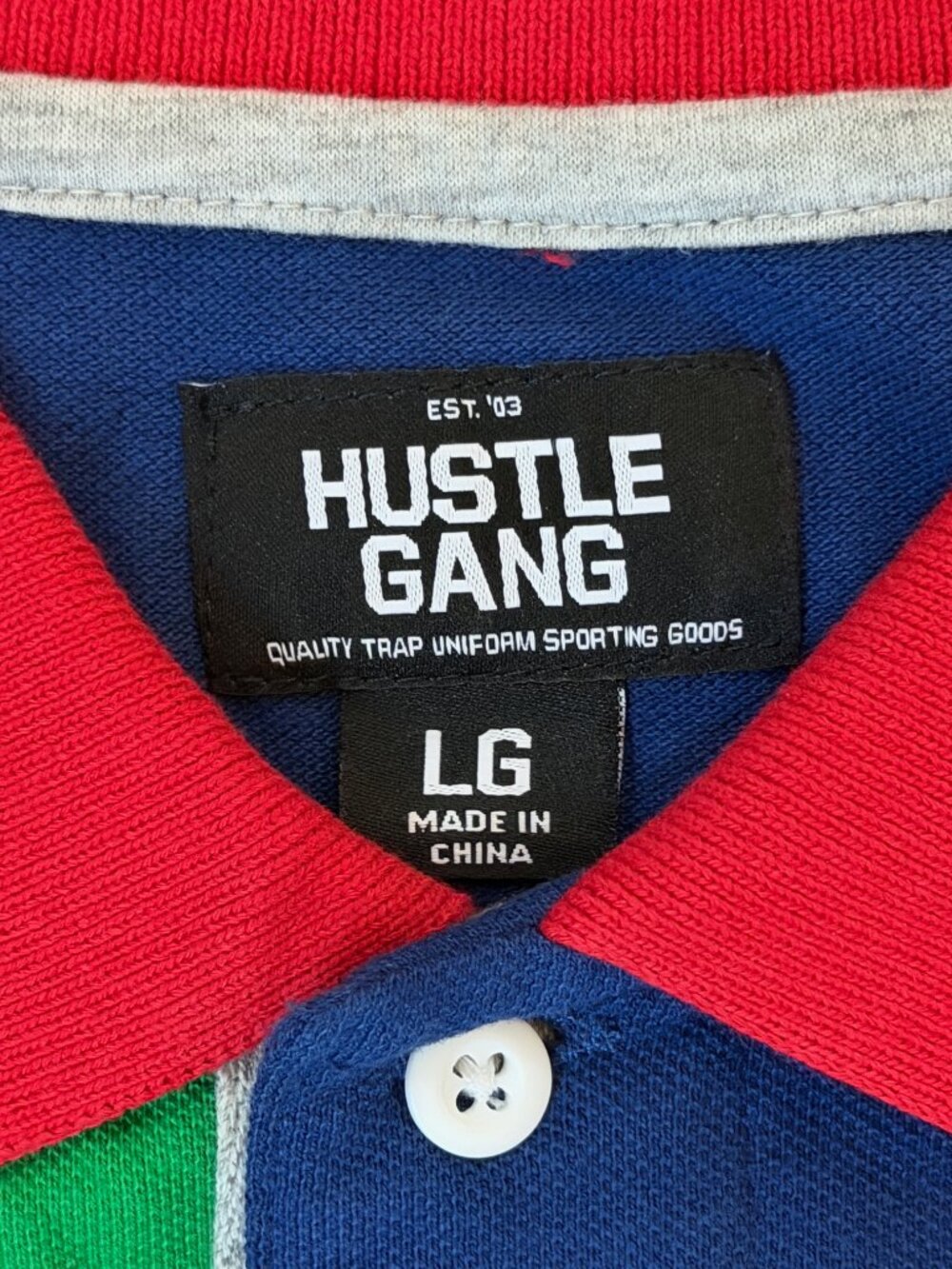 Hustle Gang Men's Big Mood Colorblock Polo Shirt Size Large L Trap Uniform Bear - Picture 6 of 13